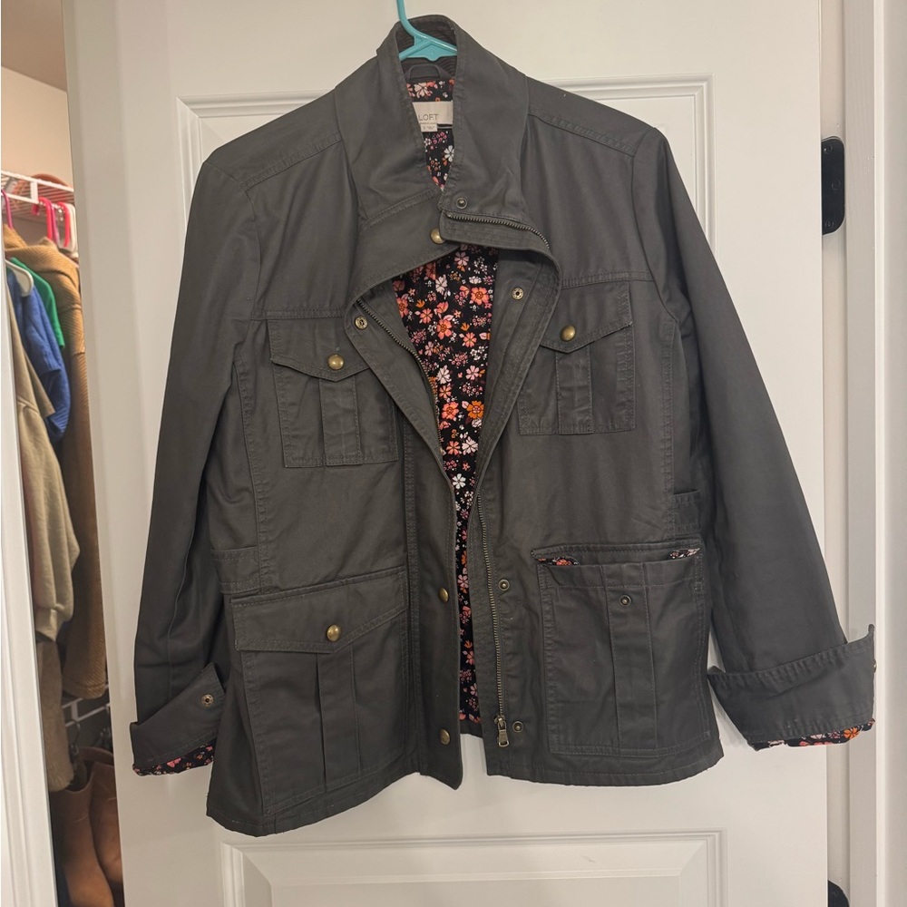 LOFT Charcoal Military Field Jacket Utility Style